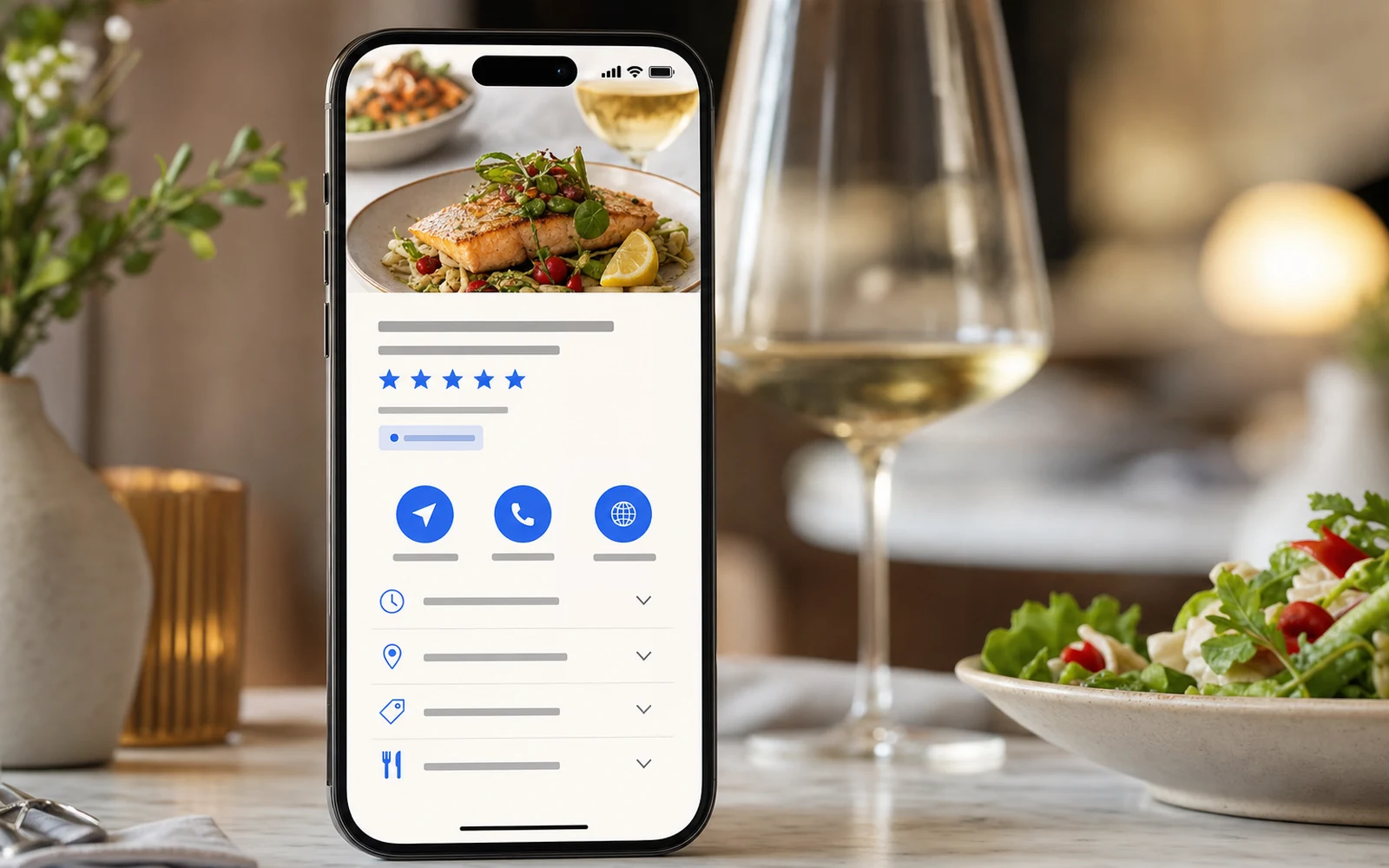 Kompletny Profil Firmy restauracji w Google z kategorią, godzinami i atrybutami