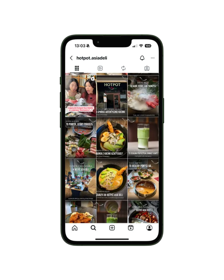 HOTPOT Asia Deli, profil na Instagramie przed współpracą z DigiAds