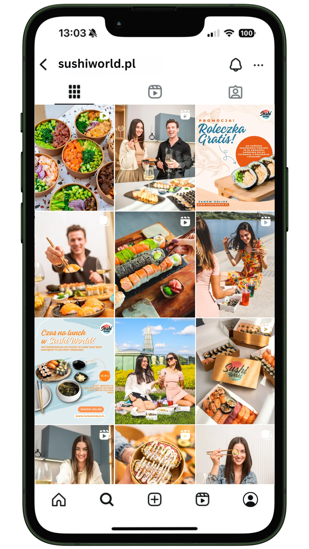 Profil Instagram sushiworld.pl prowadzony przez DigiAds